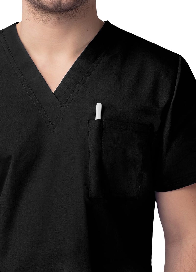 Sivvan Durable Unisex Scrubs Set - Classic V-Neck Scrub Top & Drawstring Scrub Pants For Men & Women, 5 Pockets - S8400 - Black - L - Image 5